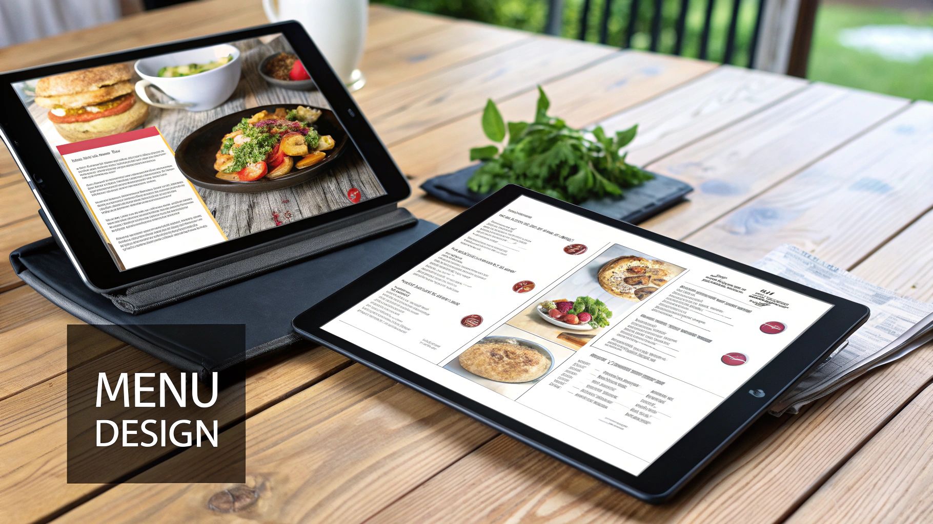 A well-designed restaurant menu on a wooden table, highlighting the importance of layout and presentation in sales.