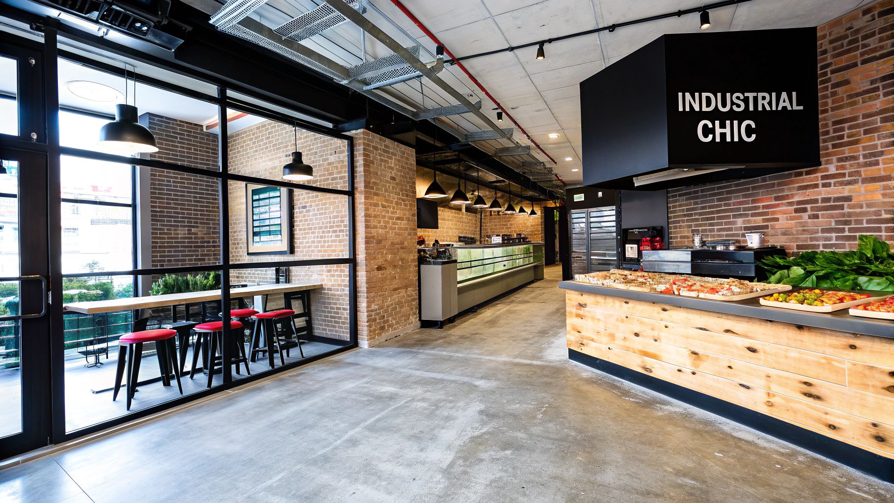 Industrial Chic Pizza Shop Design