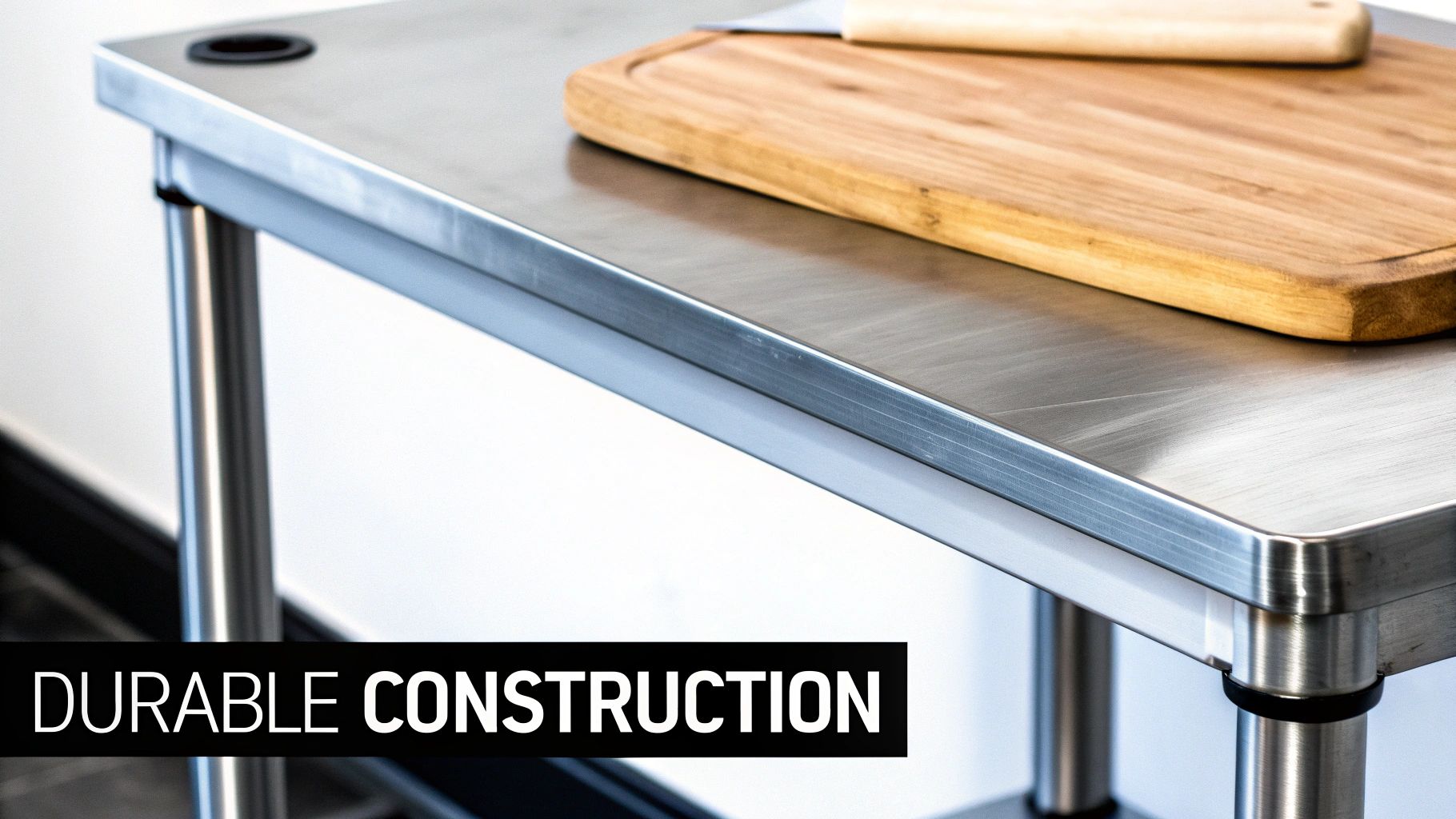 A chef preparing food on a stainless steel restaurant preparation table.