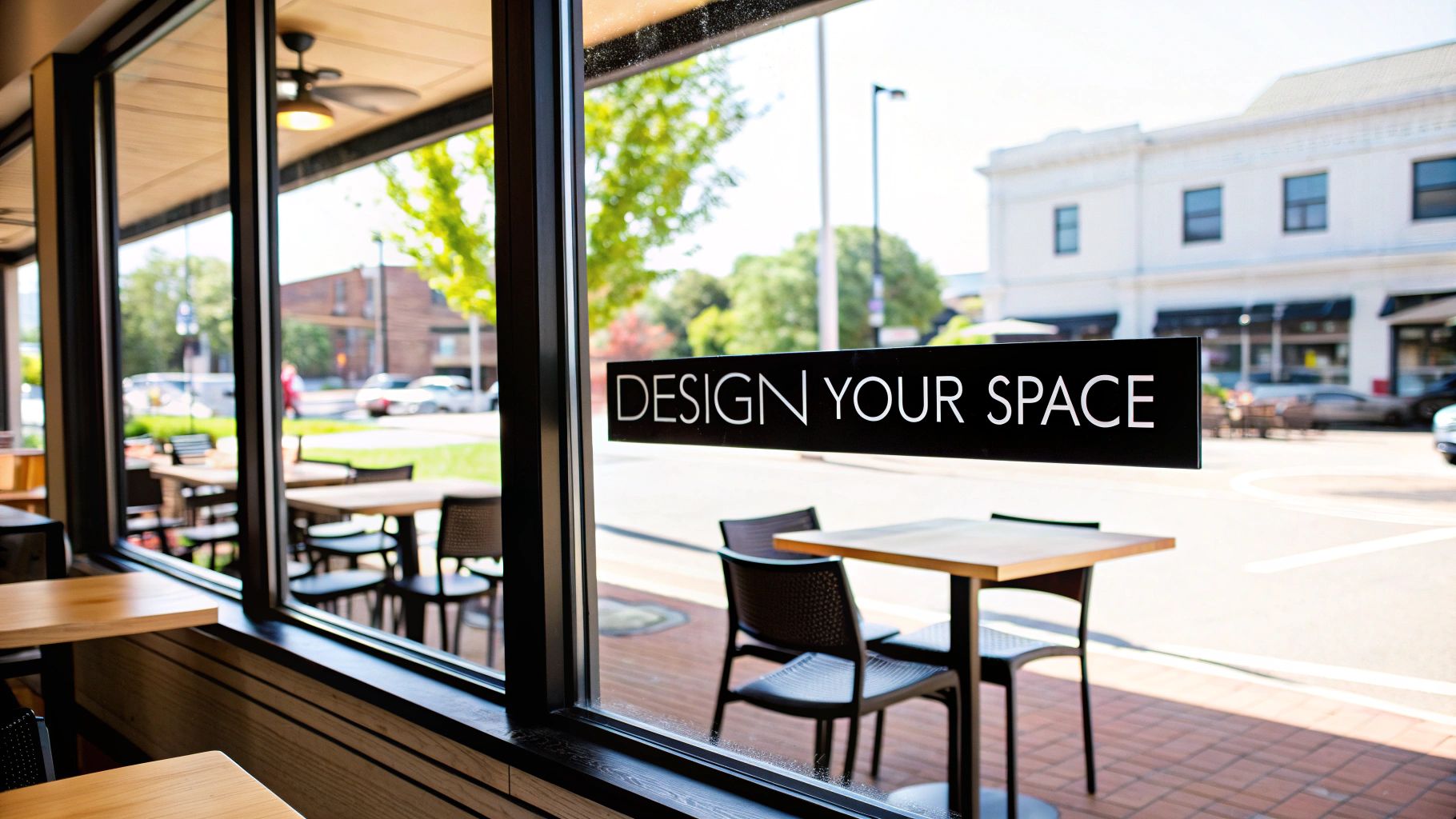 A well-designed cafe interior with stylish furniture and good lighting.