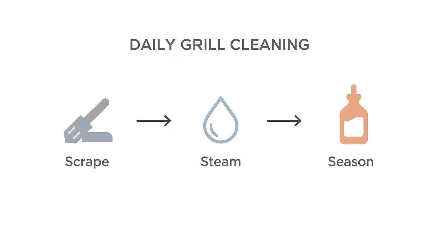 Infographic about cleaning a flat top grill