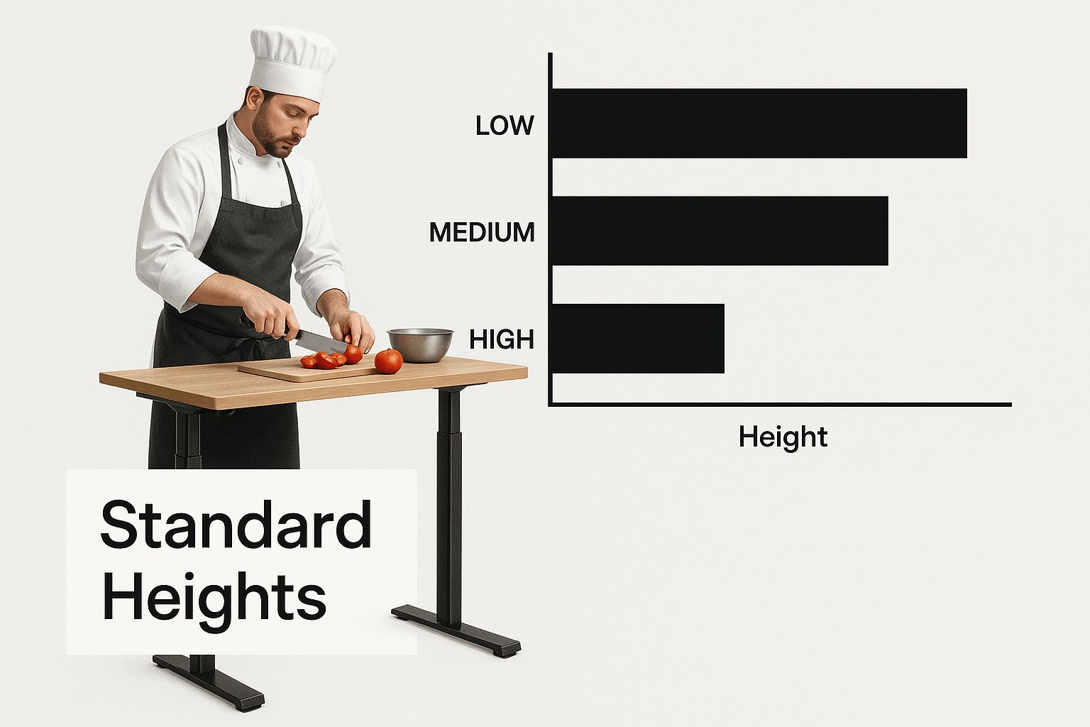 Infographic about kitchen work tables