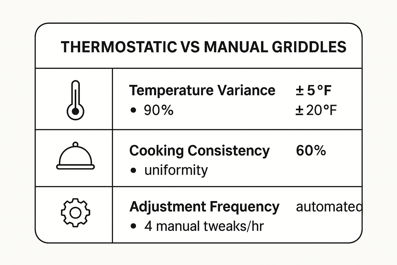 Infographic about thermostatic vs manual griddle