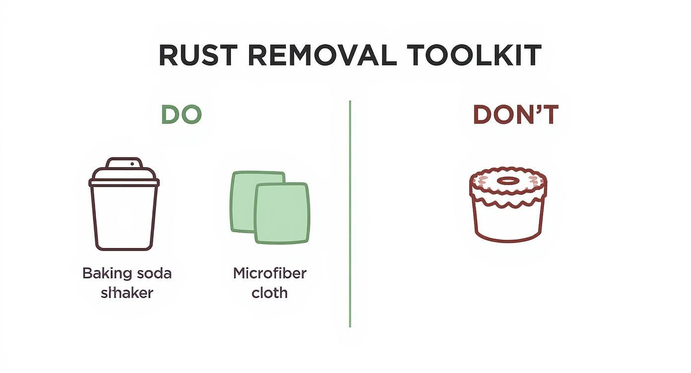 Infographic about how to get rust off stainless steel fridge