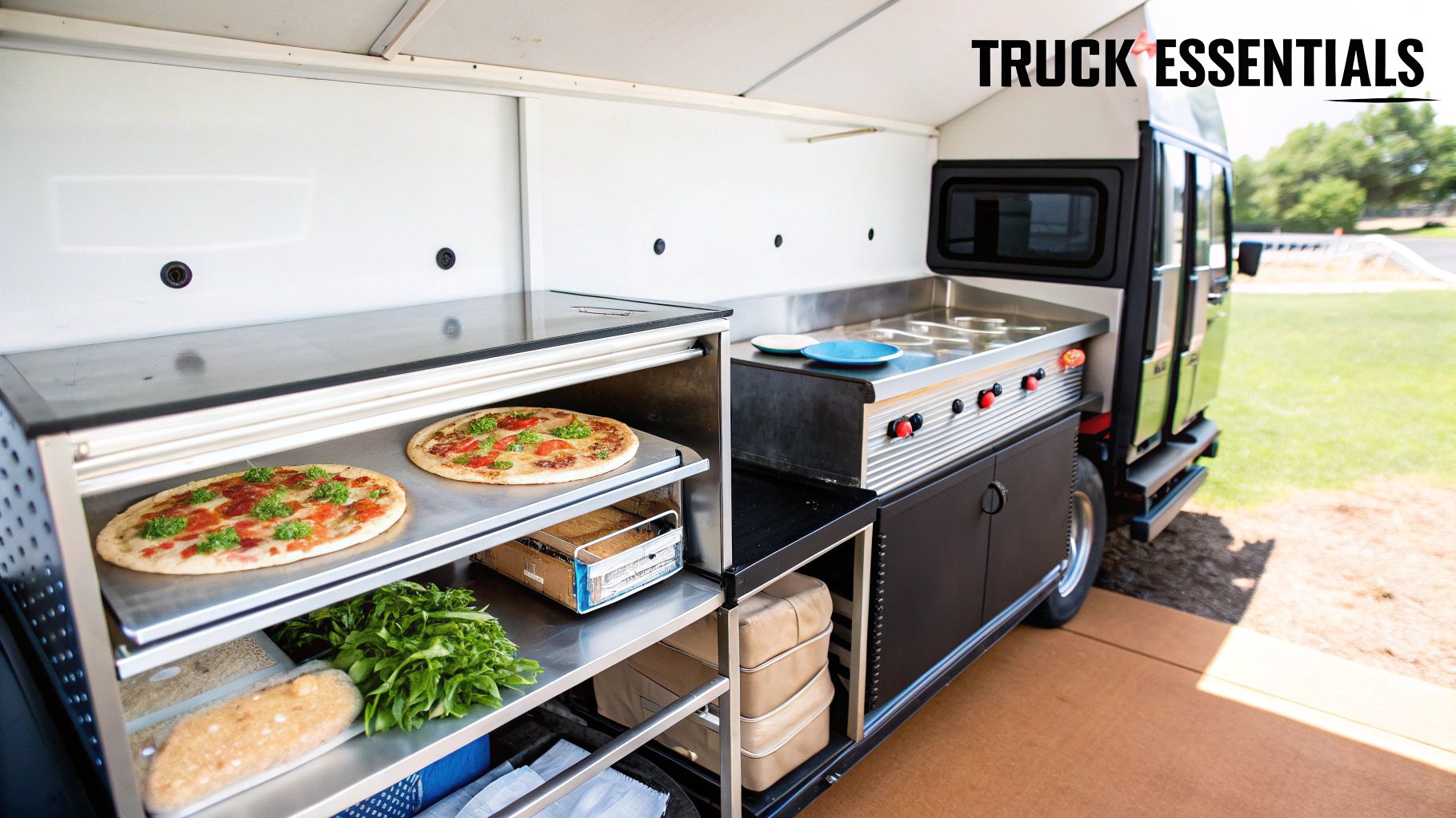 Pizza food truck equipment setup