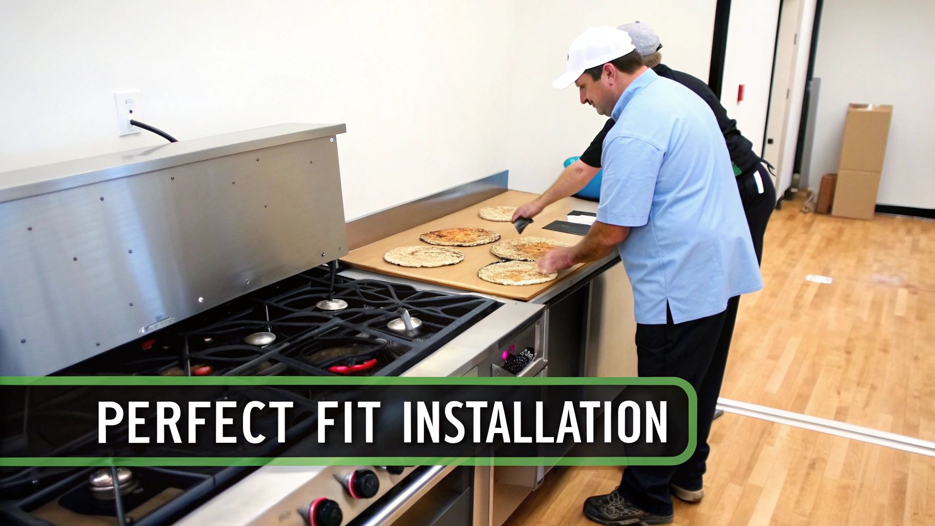 New griddle stove integrated with prep table