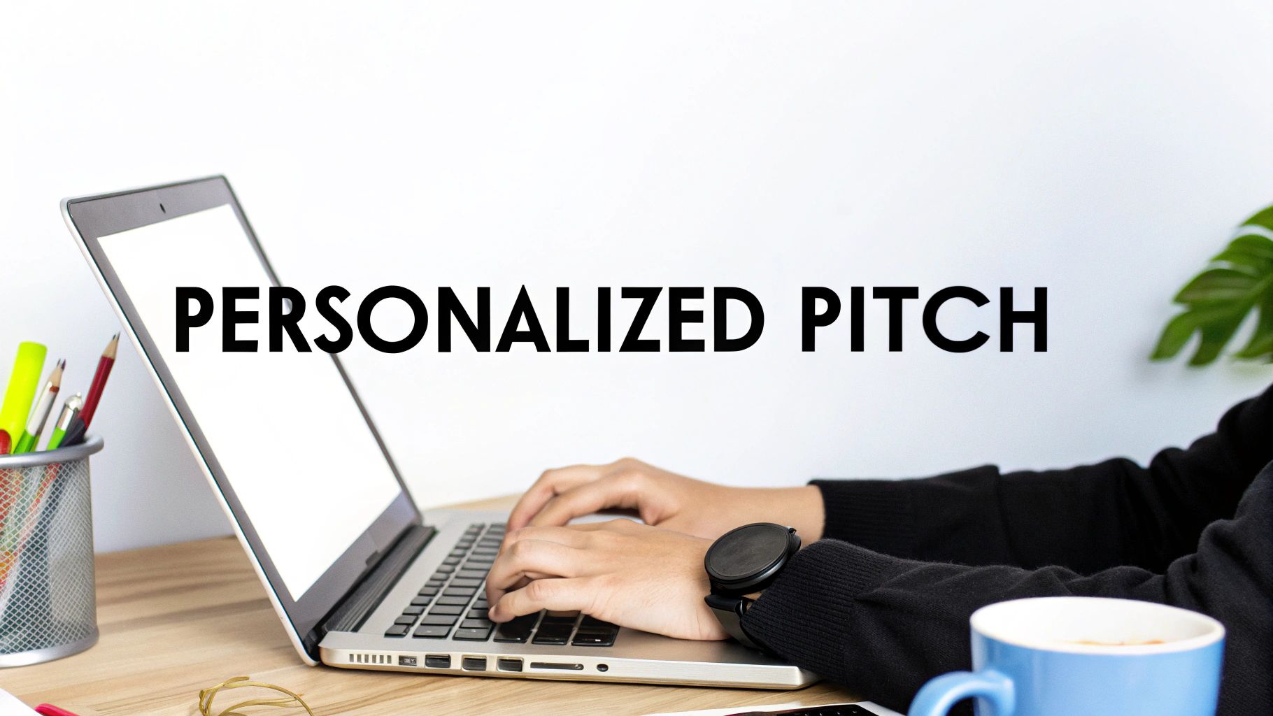 A close-up of a person's hands typing a well-crafted email on a laptop, with a focused and determined expression.