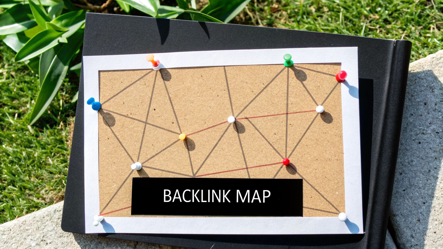 A network of interconnected nodes and lines, illustrating the complex web of backlinks between different websites.