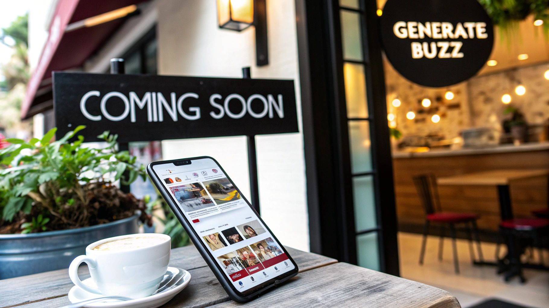 A restaurant owner taking photos of a beautifully plated dish with a smartphone for social media marketing.