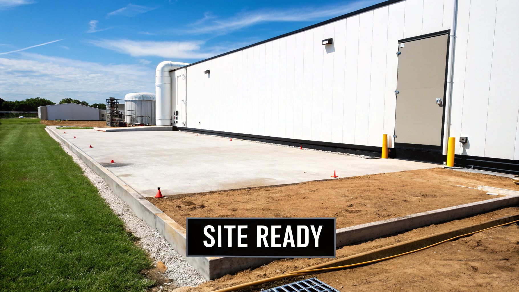 A clean, empty space prepared for the installation of a new walk in freezer.