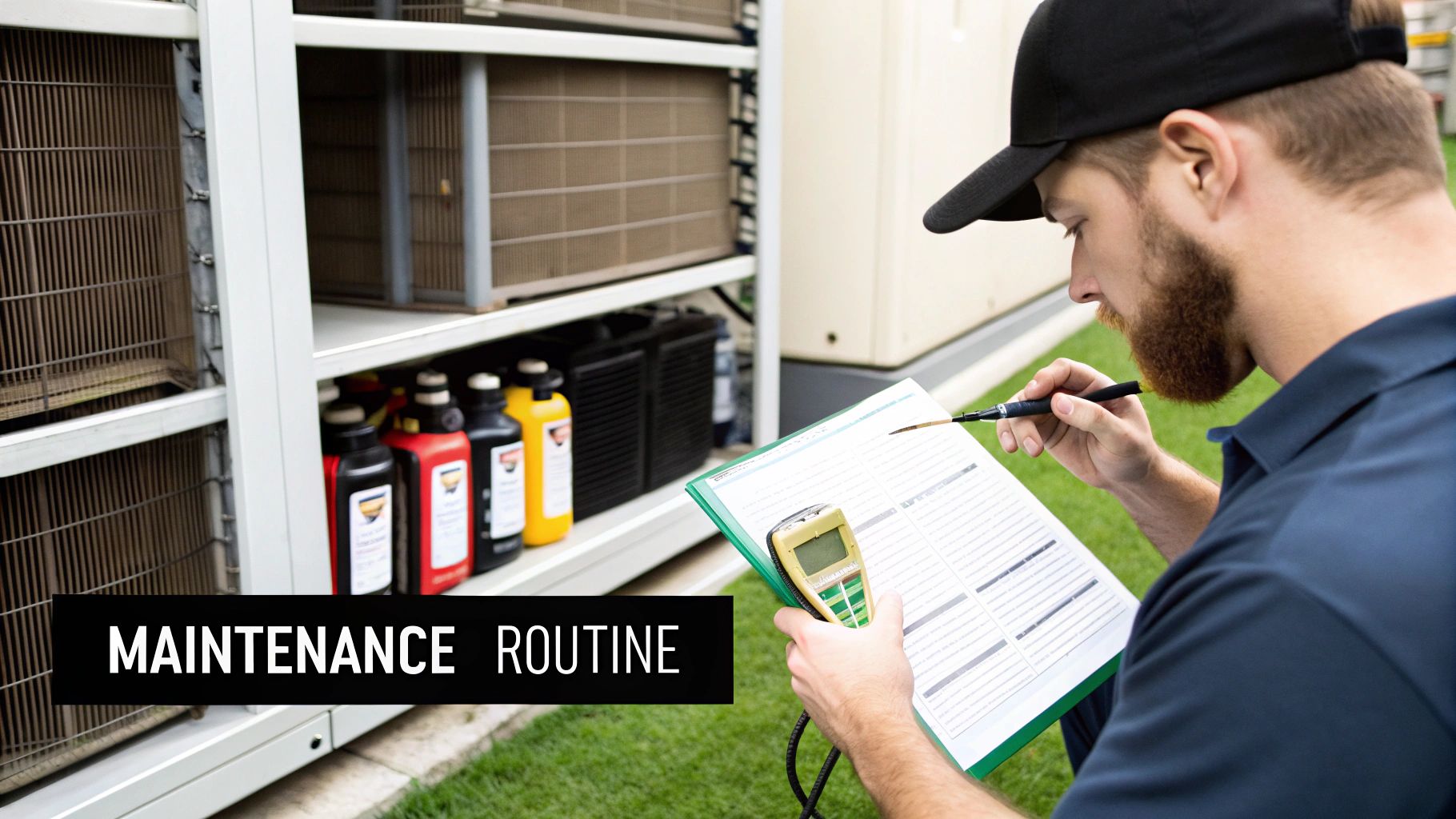 A person cleaning the interior of a walk-in cooler.