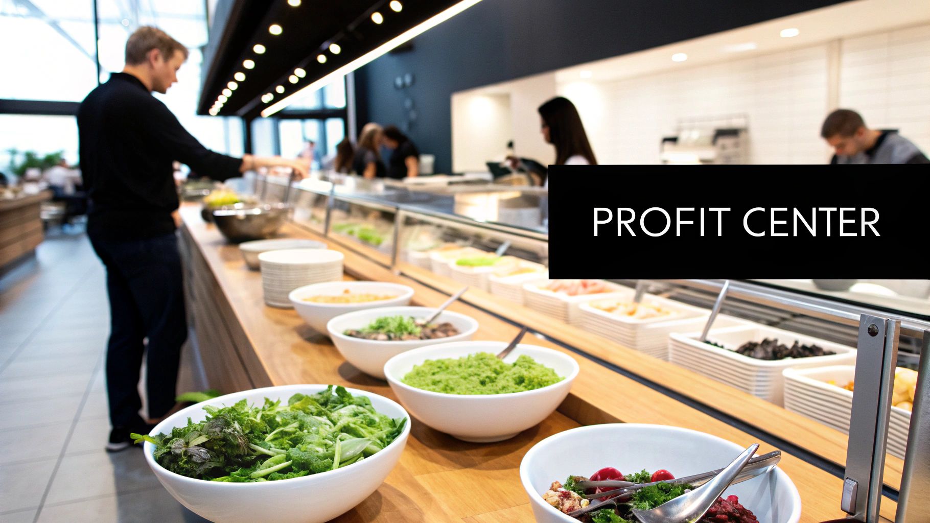 Fresh ingredients arranged in a commercial salad bar, highlighting variety and appeal.