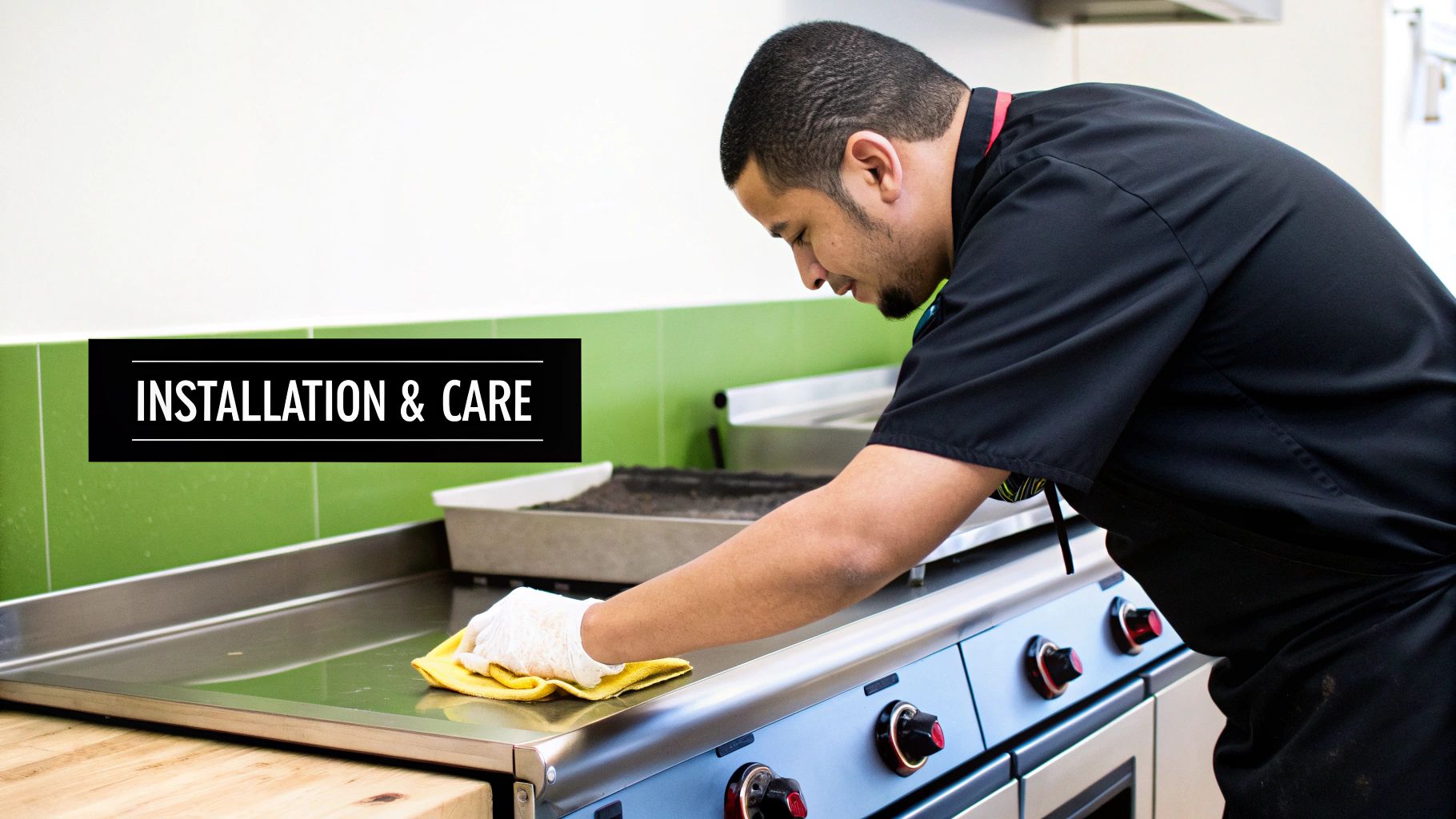 A clean and well-maintained commercial griddle ready for service in a professional kitchen.