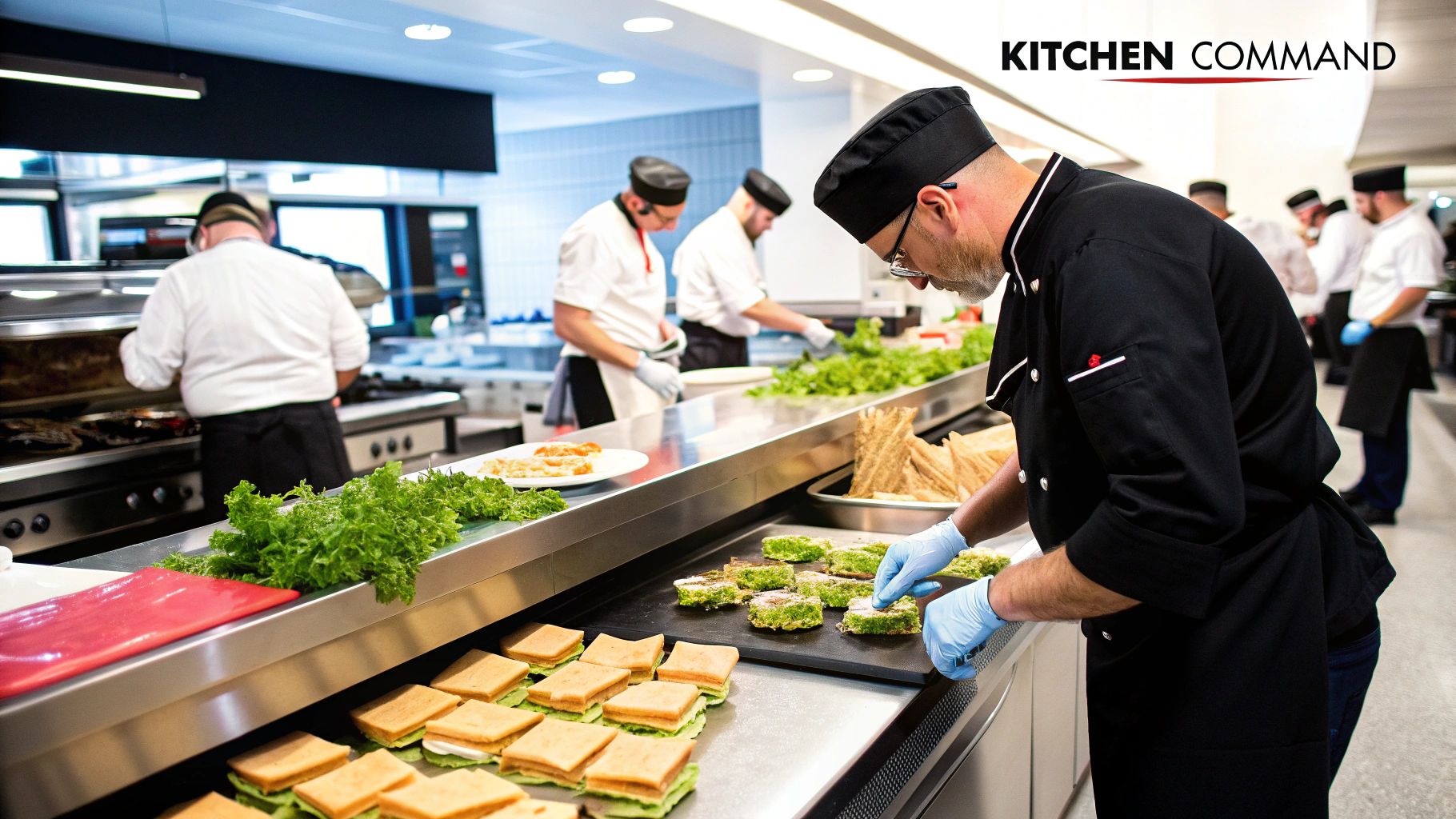 Commercial griddle in a professional kitchen setting