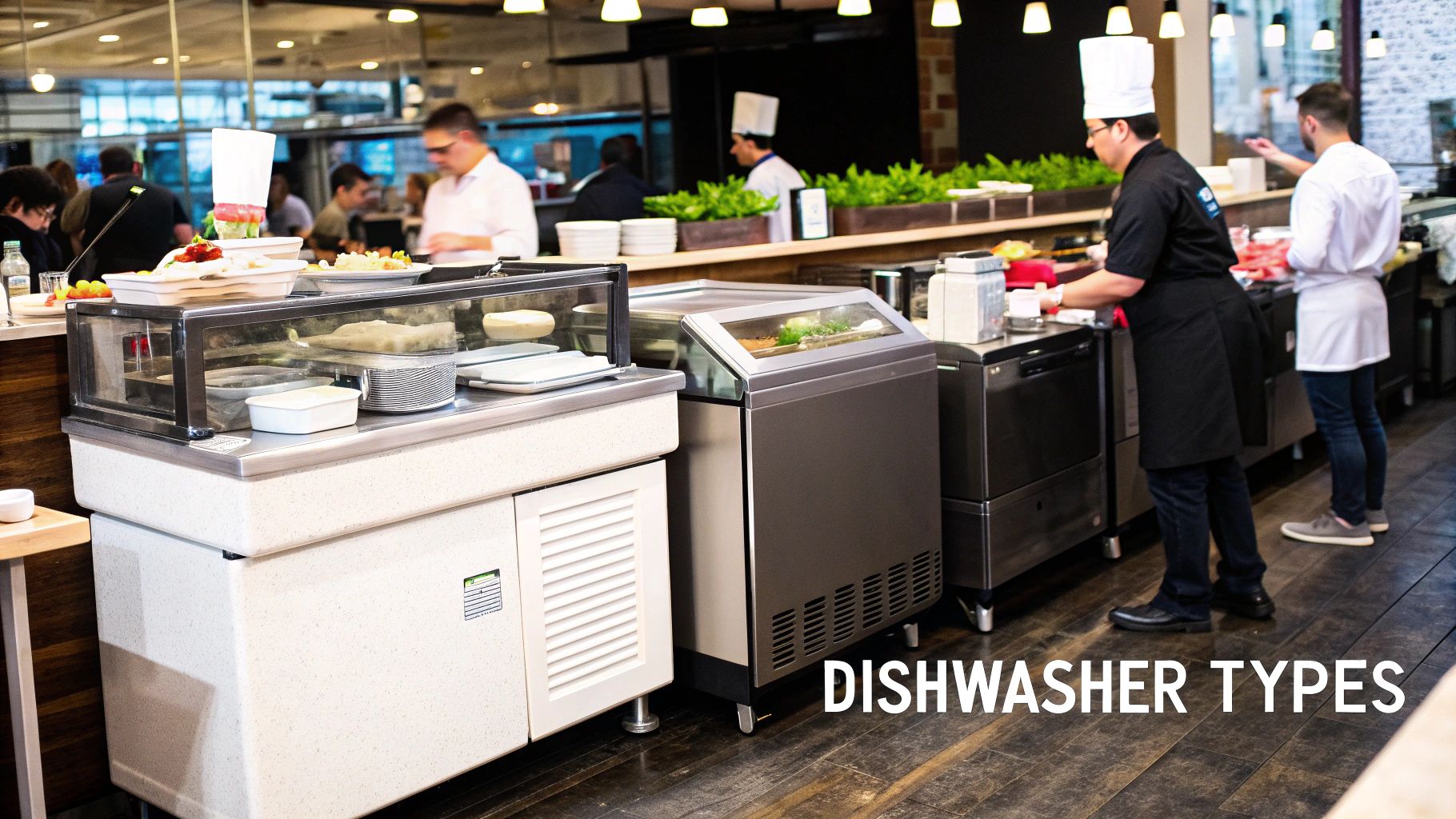 Clean plates stacked in a restaurant kitchen