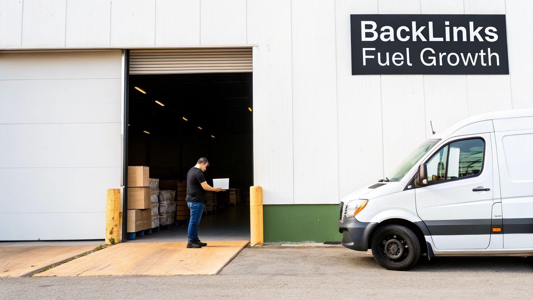 An illustrated chart showing business growth in a upward trend, symbolizing the positive impact of SEO and link building.