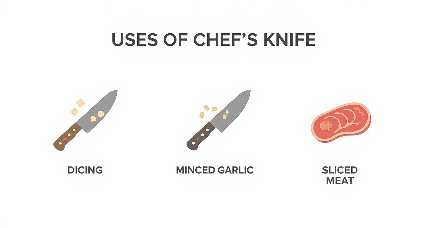 Infographic about types of knives and their uses