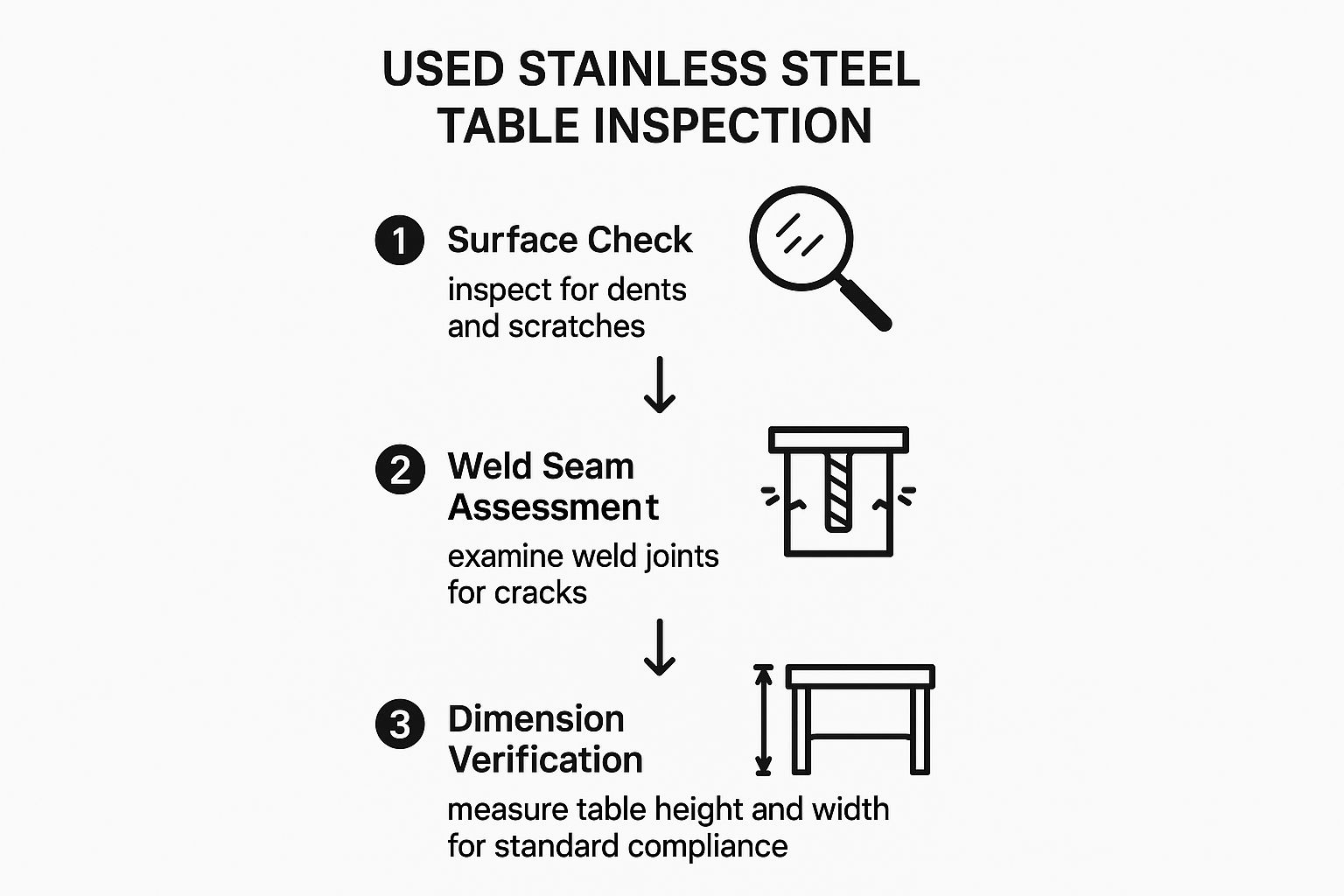 Infographic about used stainless steel tables