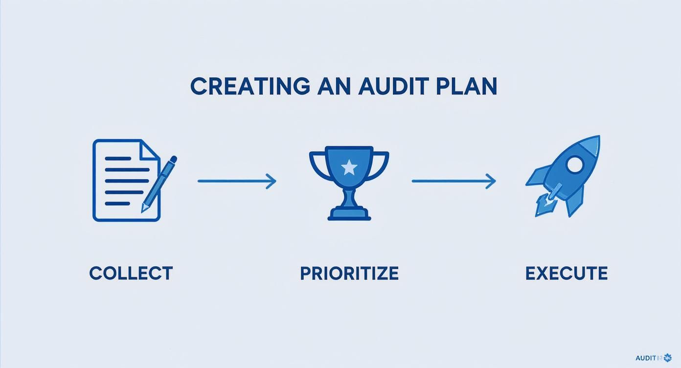 Infographic about how to perform a website audit