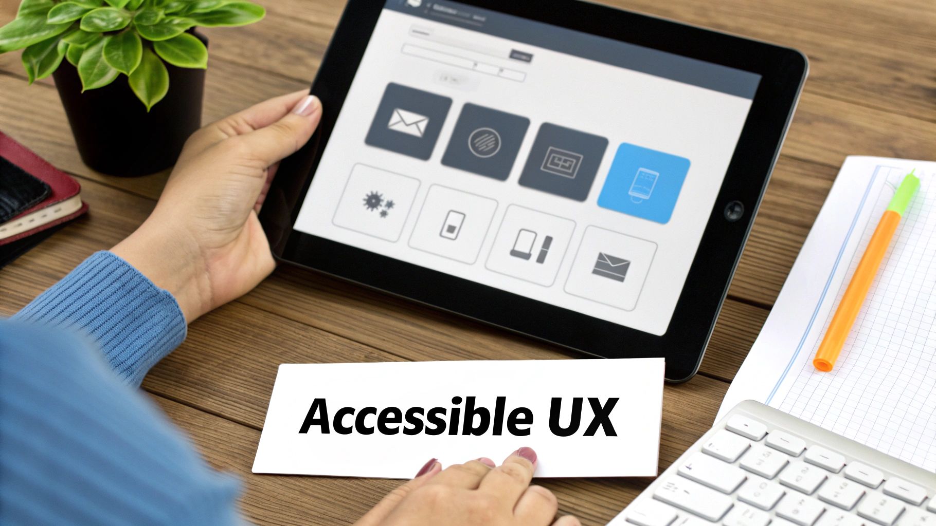 An image showing a person interacting with a touchscreen interface, illustrating the importance of user experience and accessibility.