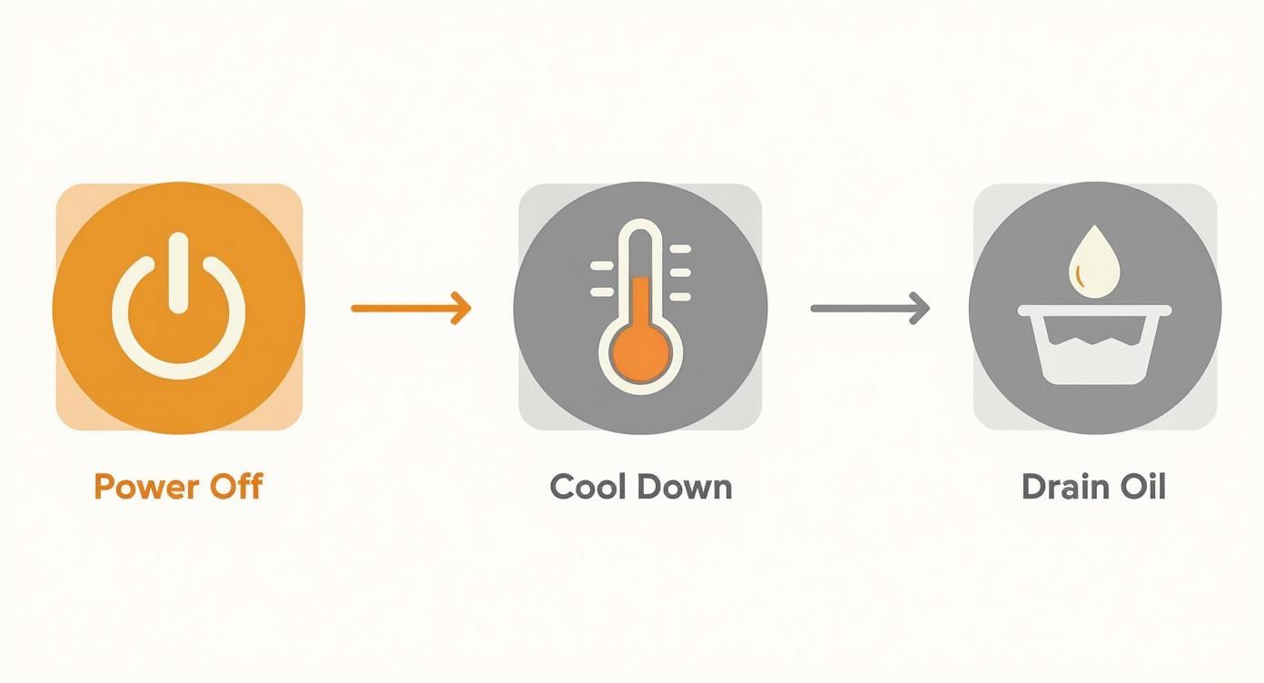 Infographic about how to clean commercial deep fryer