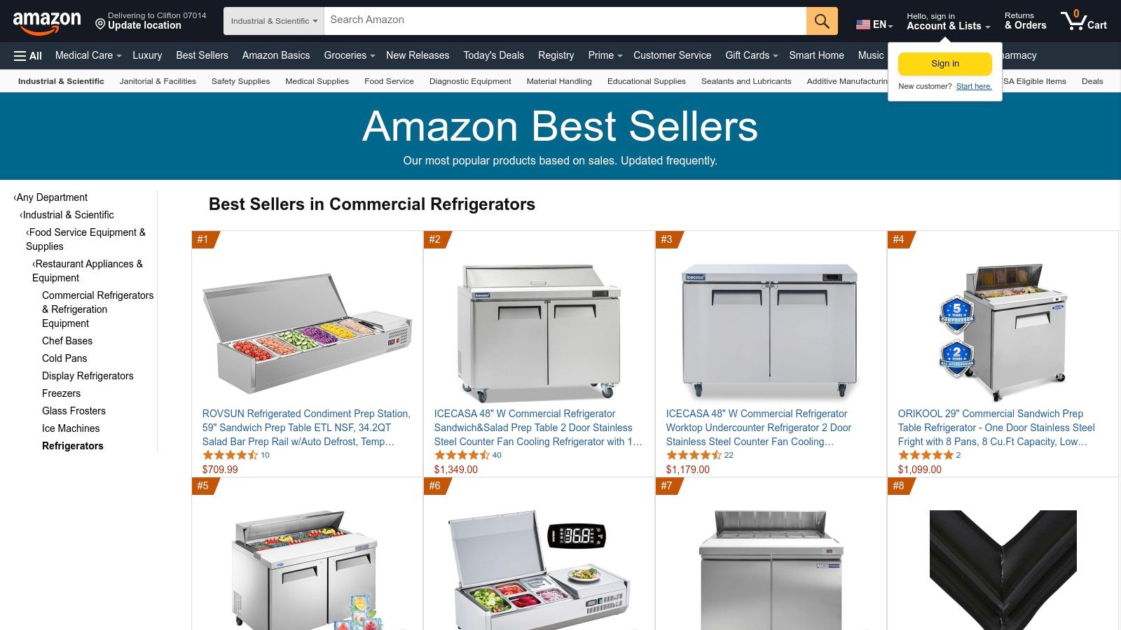 Amazon (Industrial & Scientific — Commercial Refrigeration)