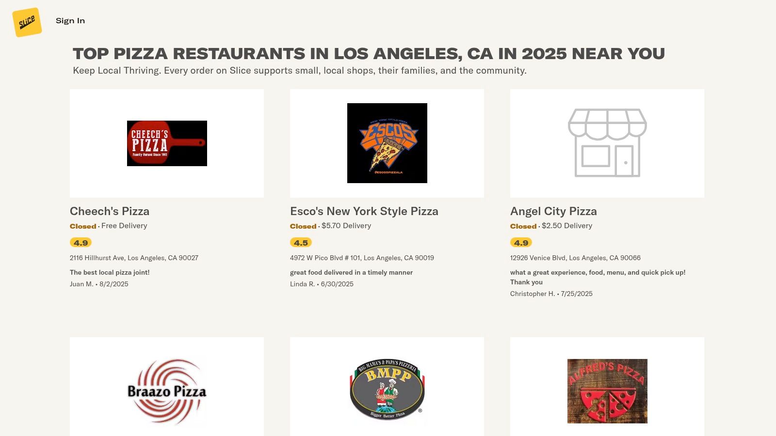 Slice (Independent Pizzerias in Los Angeles)