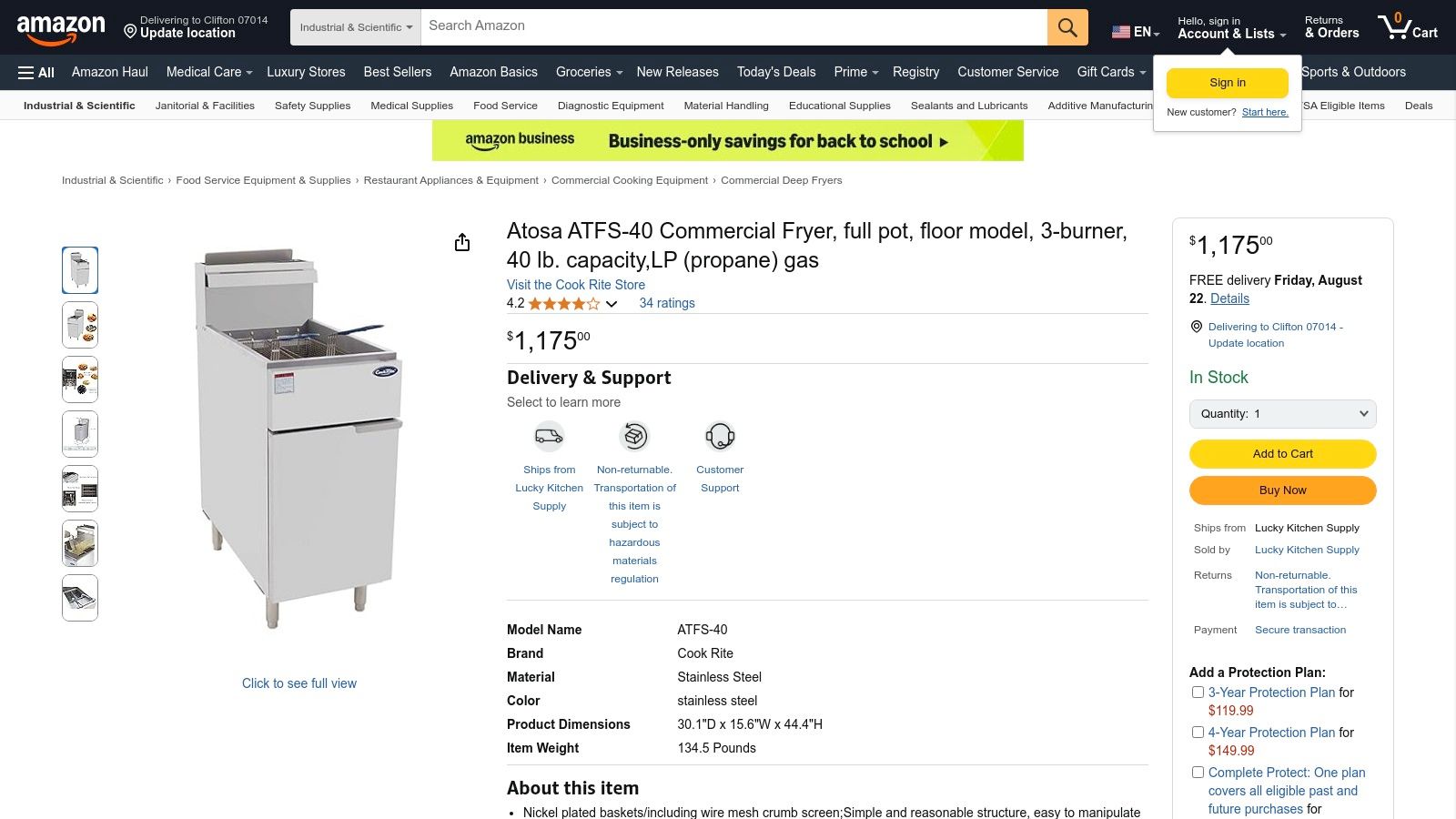 Amazon (Industrial & Scientific listing)