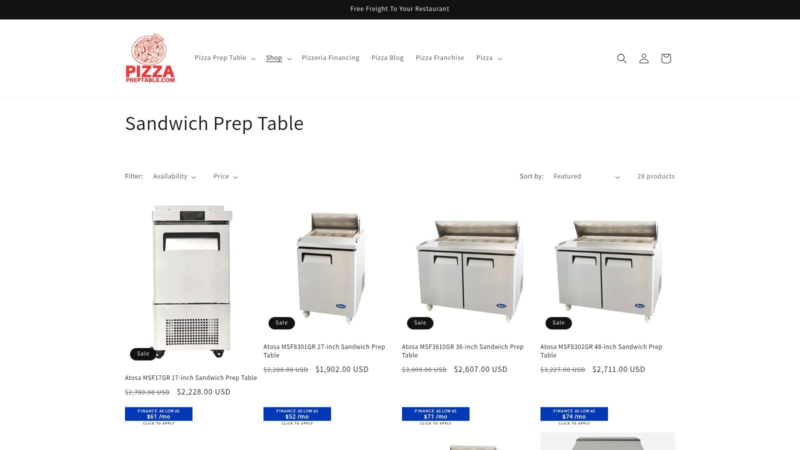 Sandwich Prep Table