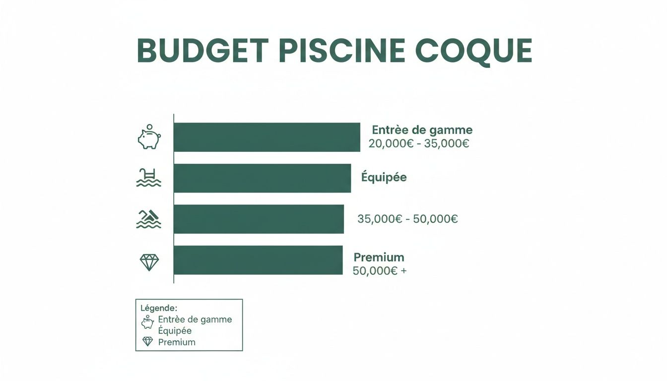 fiberglass pool prices pool budget - Tout savoir sur le prix des piscines coques et budgets réalistes Visualisation du budget pour piscines coques : entrée de gamme, équipée et premium avec fourchettes de prix.