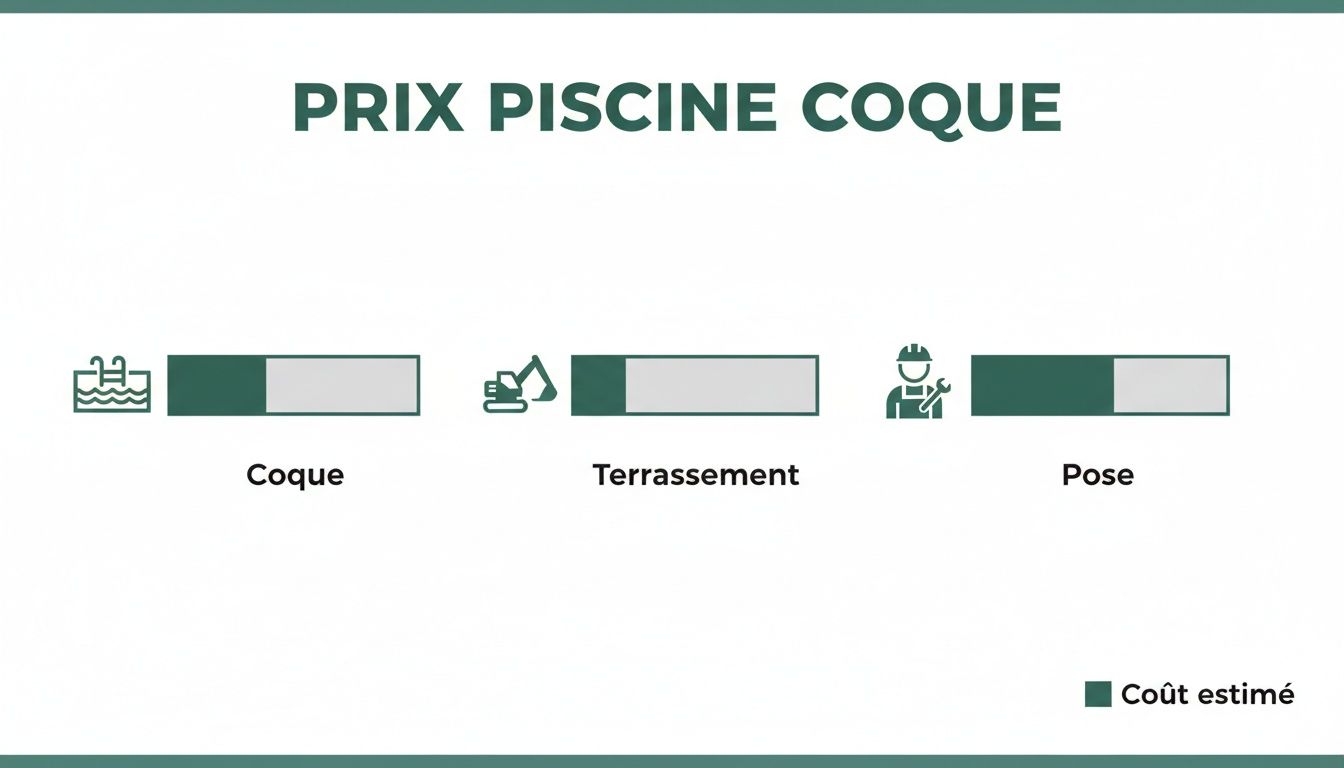 fiberglass pool price belgium price breakdown - Prix piscine coque belgique: Le guide complet pour votre espace bien-être Graphique montrant la répartition des coûts estimés pour une piscine coque : coque, terrassement et pose.