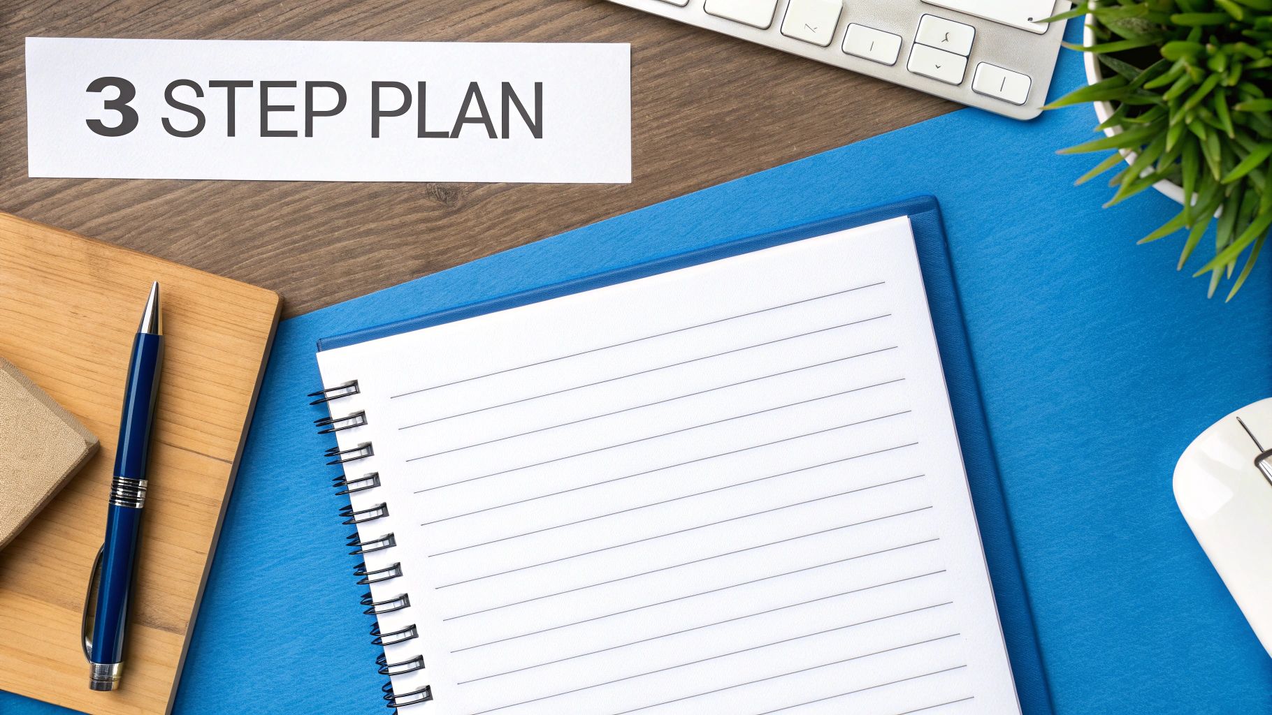 A simple 3-step process to fix an online presence, with icons for audit, cleanup, and management.