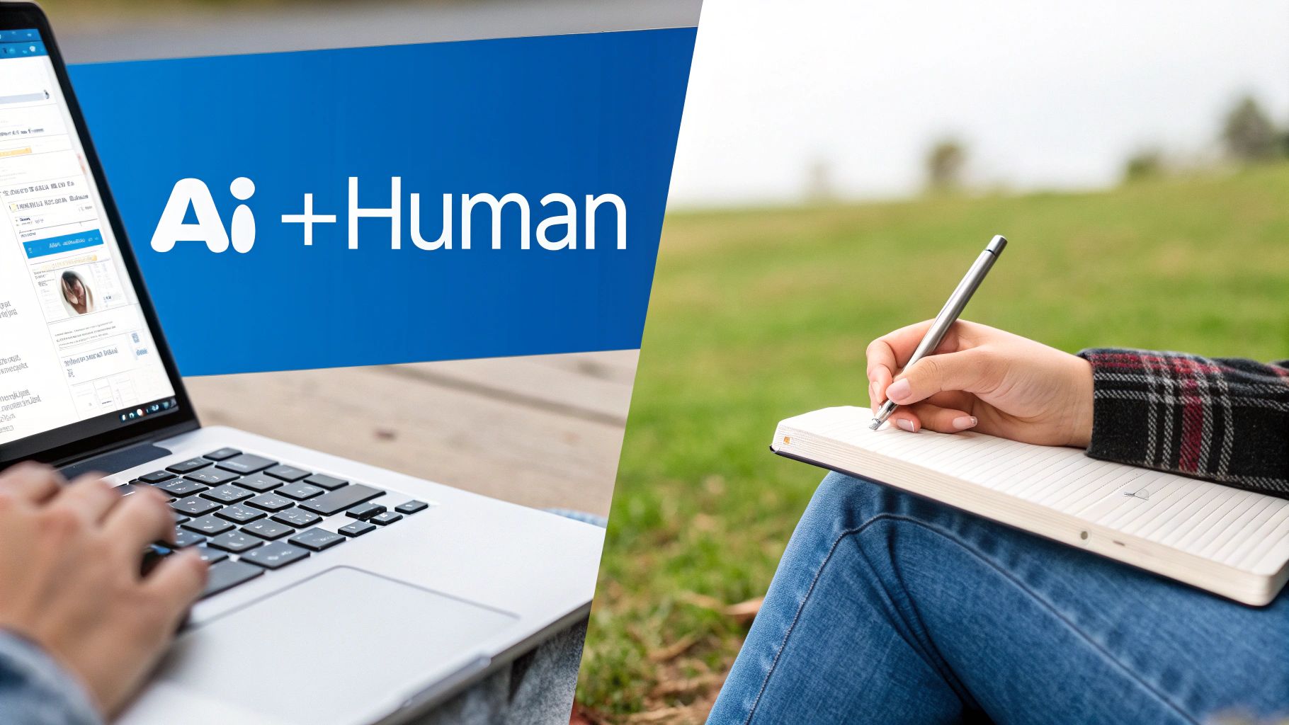 Review Response Management 2 A person and a robot shaking hands, symbolizing the balance between AI and human interaction.