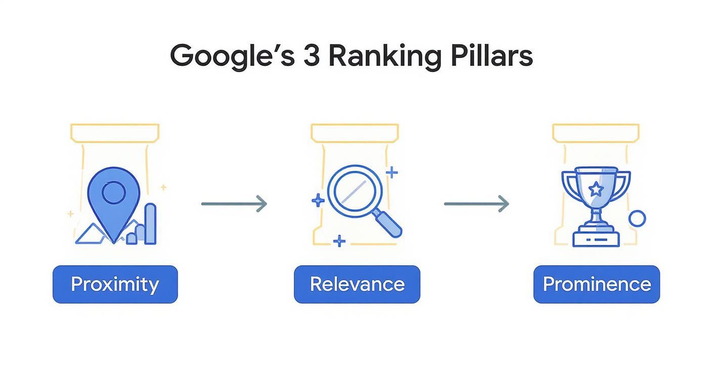 Infographic about how to rank higher on google maps