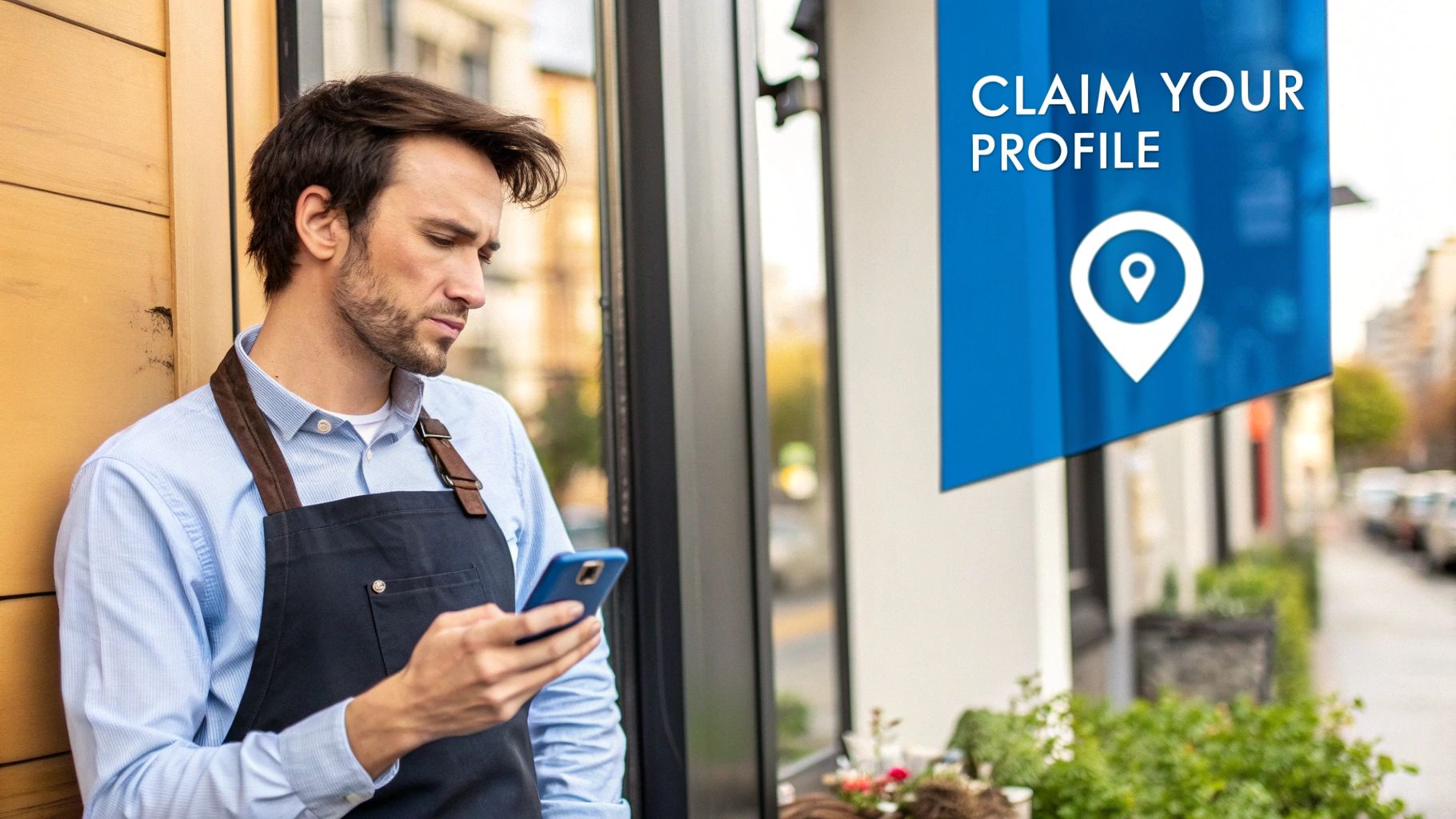 A person looking thoughtfully at a laptop screen displaying a Google Business Profile.