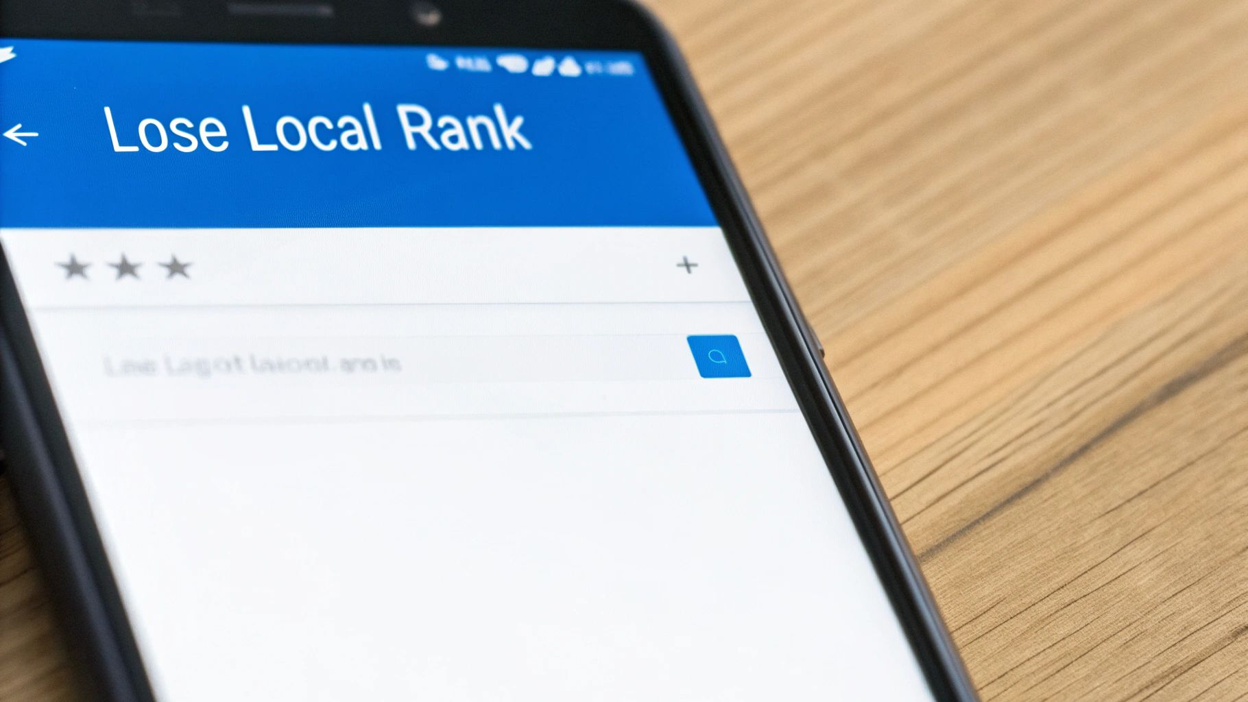 What happens if you don't claim your business on Google 3 A business owner looking worriedly at a smartphone showing a competitor's business ranked higher on Google Maps.