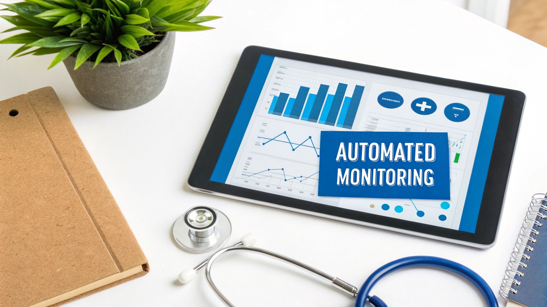 Reputation Management For Healthcare 2 Doctor using a tablet to manage patient data and reviews