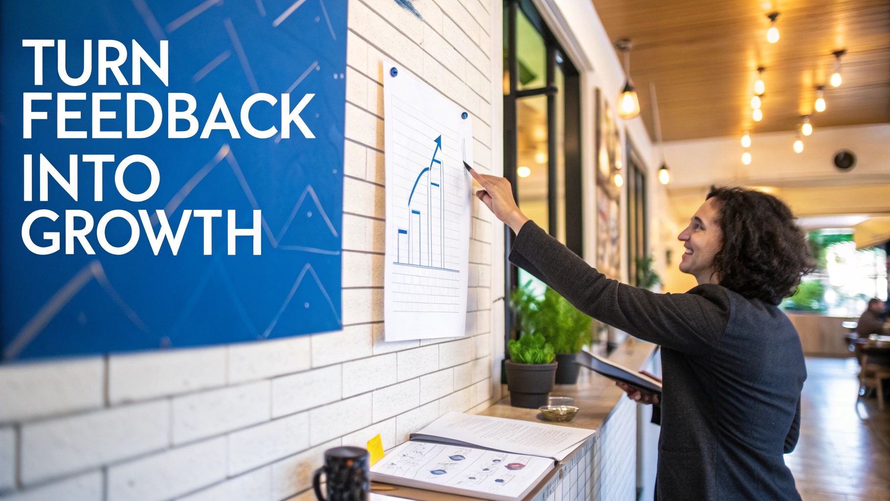 Person analyzing charts and graphs showing business growth