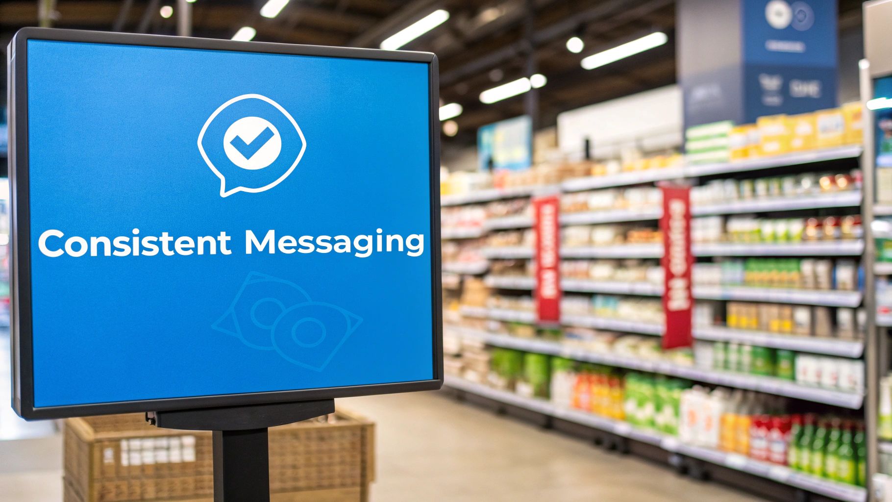 A small business owner proudly displaying locally sourced products in their shop, showcasing community values.