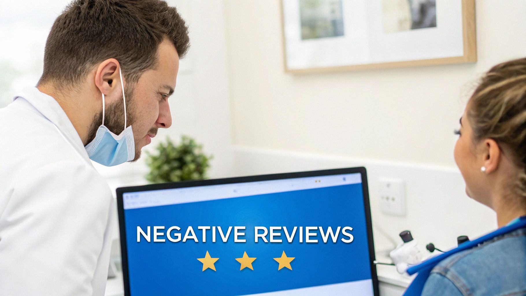 Dentist checking a patient's teeth in a modern, clean dental office.