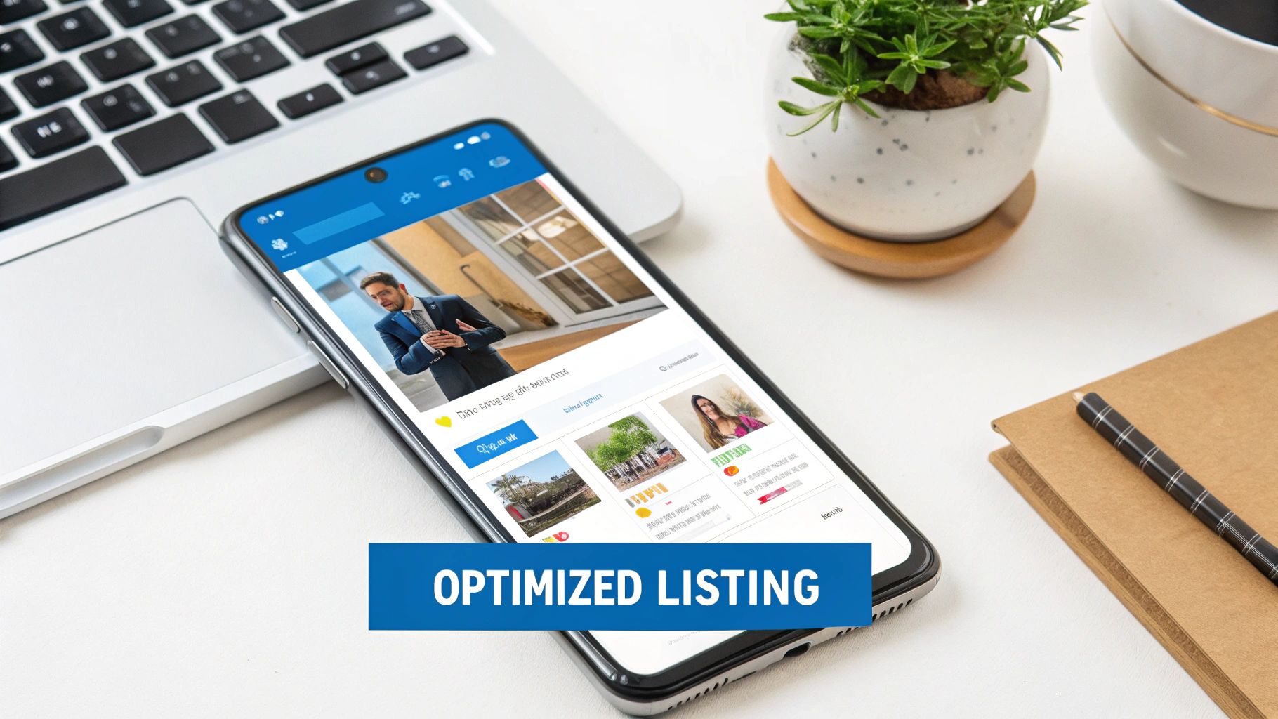 Local Citation Building and Why you need to Rank 3 A customer smiling as they look at a vibrant, well-organized business listing on their smartphone.