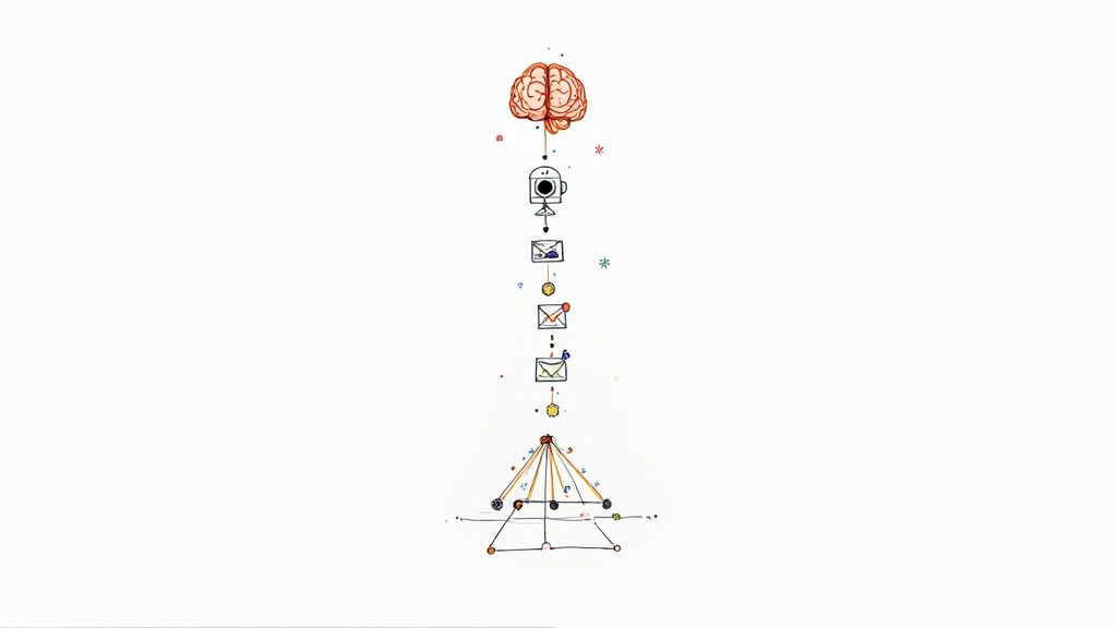 An illustration of AI and automation tools integrated into a marketing technology stack