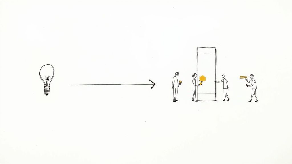 A team collaborating on a digital product development project