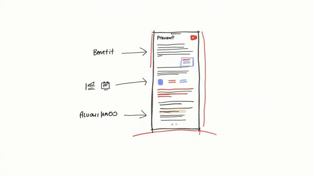 Diagram showing benefits, data, and resources flowing into a mobile app presentation screen
