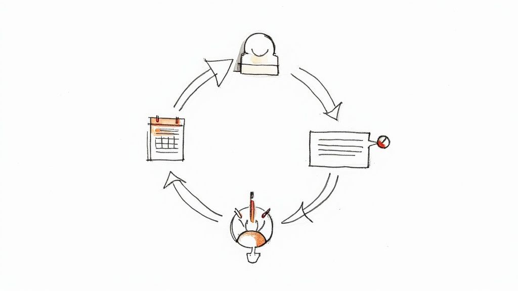 A person reviewing and updating digital files on a tablet, symbolizing the ongoing maintenance of technical documentation.