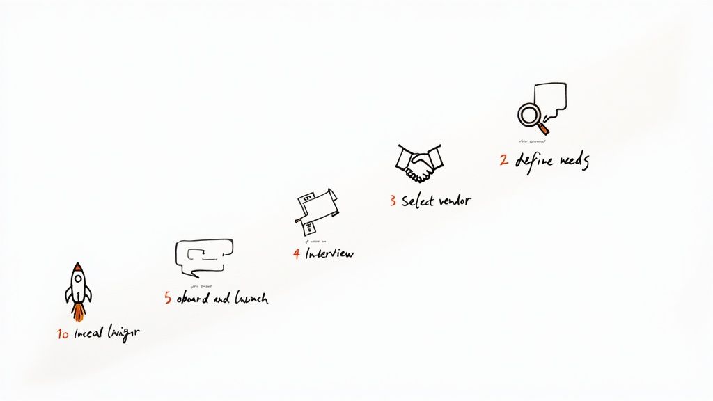 A group of professionals in a modern office, planning on a whiteboard, symbolizing the implementation of IT staff augmentation.