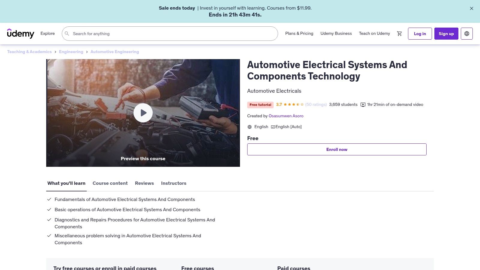 Udemy – Automotive Electrical Systems and Components Technology