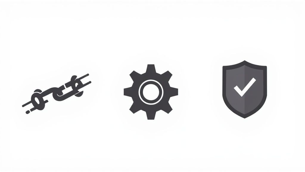 A person stands at a crossroads, with one path leading to a walled garden and the other to an open landscape, symbolizing the choice between proprietary and open source software.