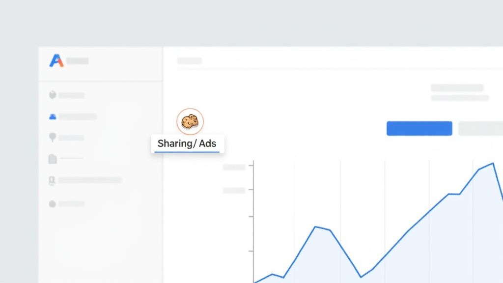 A person analyzing marketing data on a digital dashboard.