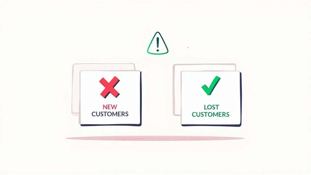 A magnifying glass hovering over a bar chart, highlighting an error or anomaly in the data.